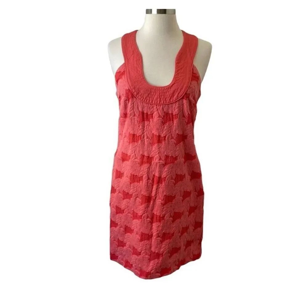 Laundry by Shelli Segal Floral Textured Dress Knee Length Scoop Pink Women 6
